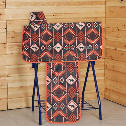 Harrison Howard Sturdy Waterproof Western Saddle Cover with Stylish Prints That Stand Out Keep Your Saddle in Pristine Condition Perfect for Showing or Riding Events-Mountain Light