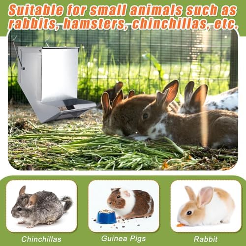 Maxcheck 2 Pcs Rabbit Feeder for Cages, 4.7 Inches, Mesh Bottom, Silver
