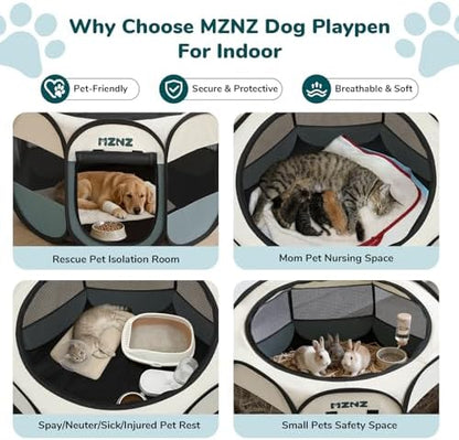 Dog Playpen, Portable Puppy Pet Crate Indoors for Small/Medium/Large Dogs Cats Rabbits, Foldable Dog Cage Enclosure for Outdoor, Pop Up Dogs Tent Kennel with Carrying Case, Grey