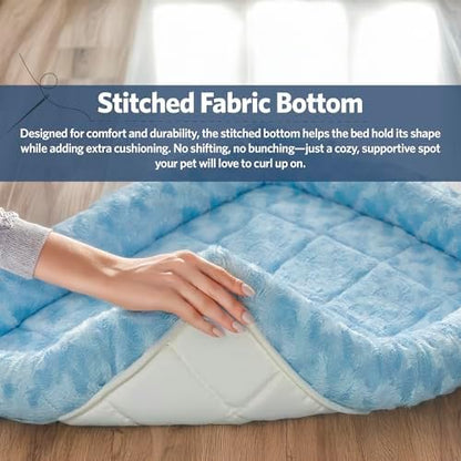 MidWest Homes for Pets QuietTime Fashion XXS Dog Bed – Blue Faux Fur Bolster, Ultra-Soft and Machine Washable, Fits 18-Inch Crates and Carriers, for Small Dogs and Cats (Pack of 2)