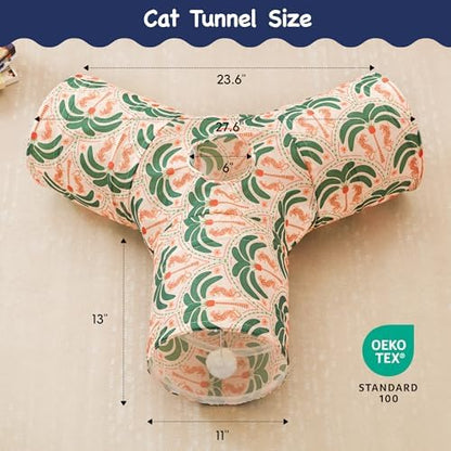 Tempcore Cat Tunnel, 3-Way Collapsible Toy for Indoor Cats, Coconut