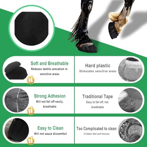 15 Pack Horse Hoof Tape with 3 Rolls of Vet Wrap, Breathable Magic Cushion Hoof Packing, Cotton Strong Sticky Horse Hoof Wraps Additional Protection for Hoof Hoove Wound Management