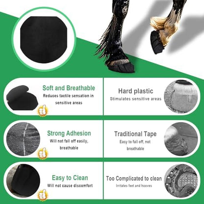 15 Pack Horse Hoof Tape with 3 Rolls of Vet Wrap, Breathable Magic Cushion Hoof Packing, Cotton Strong Sticky Horse Hoof Wraps Additional Protection for Hoof Hoove Wound Management