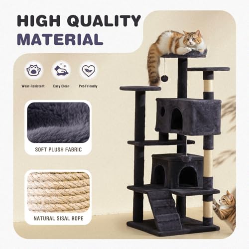 54 Inch Cat Tree Tower with Sisal Scratching Posts