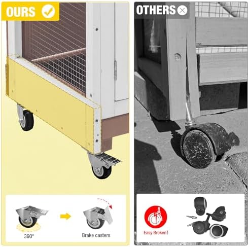Aivituvin 36" Rabbit Hutch Bunny Cage Indoor Outdoor Guinea Pig Cage 2 Story Wth Trap Door, 2 Tray,Wheels,Brown