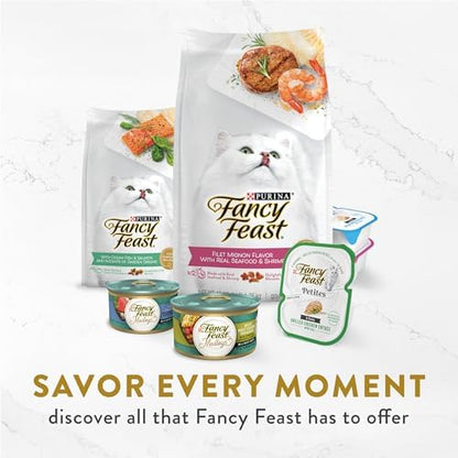 PURINA Fancy Feast Appetizers Lickable Grain Free Cat Food Topper White Meat Chicken and Shredded Beef Appetizer - (Pack of 10) 1.1 oz. Trays