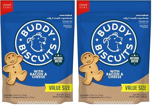 Buddy Biscuits Crunchy Dog Treats, Bacon & Cheese 3.5 lbs. Bag (Pack of 2)