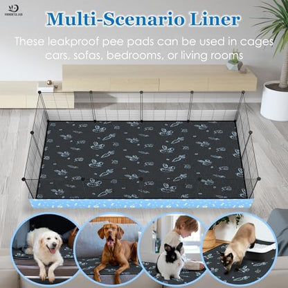 2-Pack Guinea Pig Cage Liner Washable, 16in x 30in Ultra-Absorbent Guinea Pig Bedding for Cage Non-Slip Leak-Proof Pee Pads for Dogs Rabbit Bunny Cat Litter Mat, Navy