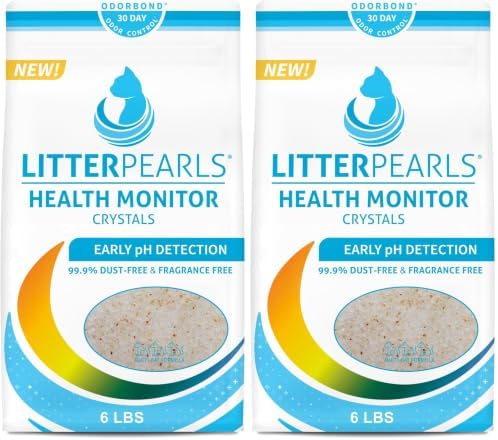 Litter Pearls Health Monitor Cat Litter, Unscented Micro Crystals (6 LB Bag) – Color Changing pH Indicator for Feline Health Tracking, 30-Day Odor Control, Dust Free and 60% Lighter (Pack of 2)
