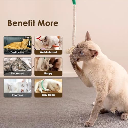 30 X 20 Inch Leaf Shaped Cotton Cat Bed Pad + 3 PCS Cotton Rope Cat Toys for Indoor Cats