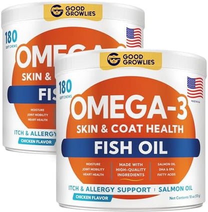 Omega 3 Fish Oil for Dogs - Skin & Coat Support, Itch & Allergy Relief