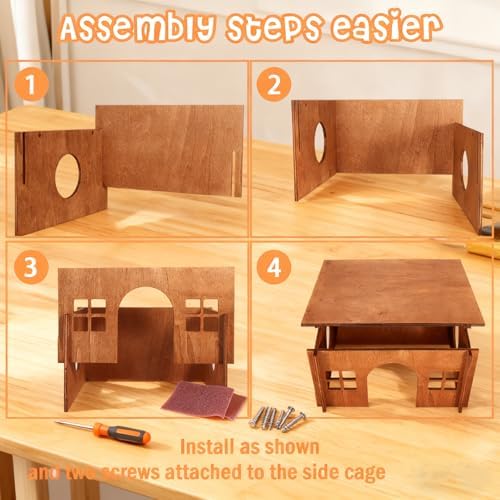 Wooden Guinea Pig Hideout, Small Animal Houses Habitats,Large Hideout House for Small Rabbit Chinchilla Gerbil, Sturdy Hamster Hideout Bed Hutch Bunny Cage