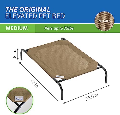 Coolaroo Original Elevated Dog Bed - Breathable Off-The-Ground Pet Bed with Cooling Fabric, Joint Relief & Moisture-Resistant Fabric, 100% Recyclable, Easy Clean, Nutmeg, Medium