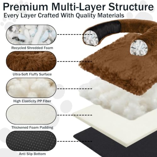 Calming Dog Bed for Couch, Thickened Plush Dog Mat with Raised Bolster
