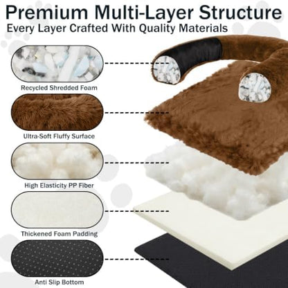 Calming Dog Bed for Couch, Thickened Plush Dog Mat with Raised Bolster