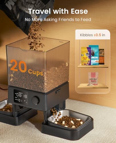 oneisall Automatic Cat Feeder for 2 Cats Pets, Timed Cat Food Dispenser