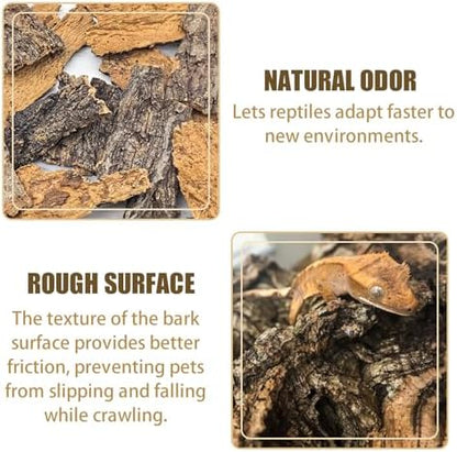 VCEPJH Reptile Bark Bedding,1 LB Natural Cork Bark for Reptiles Flat Cork Wood Terrarium Substrate Tank Supplies for Snake Spiders Bearded Dragons Hermit Crabs Geckos