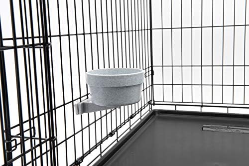 Lixit® Kennel Cage Food or Water Bowl, Non Spill Hanging Removable Dog Crate Bowls, Carrier Water-Food Bowl for Dogs or Cats, Attaches to Cages for Feeding and Drinking, Gray, 20 Oz (Pack of 6)