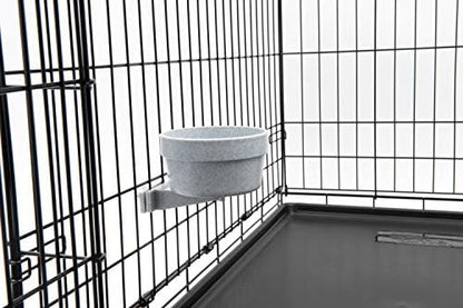 Lixit® Kennel Cage Food or Water Bowl, Non Spill Hanging Removable Dog Crate Bowls, Carrier Water-Food Bowl for Dogs or Cats, Attaches to Cages for Feeding and Drinking, Gray, 20 Oz (Pack of 6)
