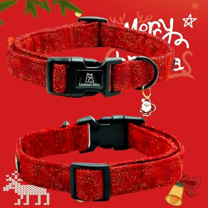 Lionheart glory Christmas Dog Collar, Red Dogs Collar Adjustable Soft Comfortable Collars for Medium Dogs Girl or Boy Pet Gift Fall Cute Collar