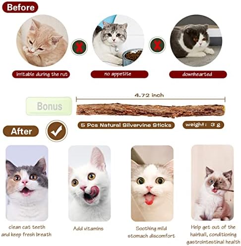 Natural Wood Cat Wand Toy with Ribbon Fish Teaser - 3pcs, 16 Inch