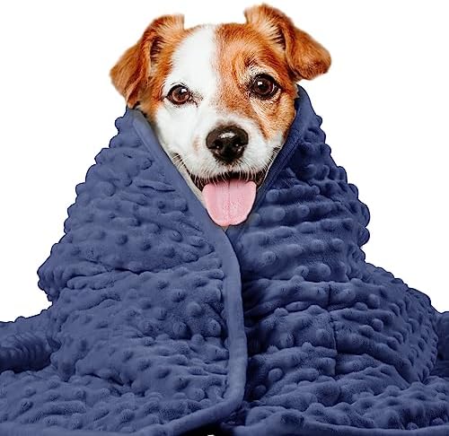 LaSyL Weighted Blanket for Pets | Thunder Blanket for Dogs Anxiety | Premium Soft Minky | Relaxation & Calming & Anti Anxiety | Used in Car, Bed, Couch | Dark Blue, Washable Medium (32"x40")