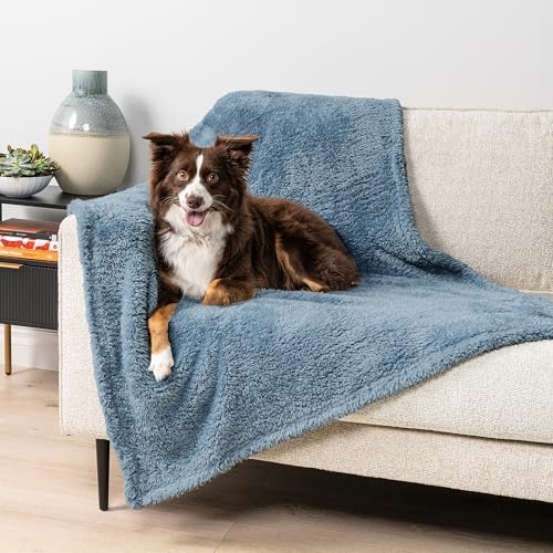 Fluffy Fluffy Sherpa Waterproof Dog Blanket for Large Pet Cat, 40x60 Blue
