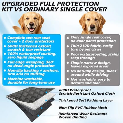 Dog Back Seat and Door Cover, Dog Covers for Cars Back Seat