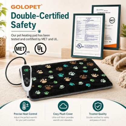 GOLOPET Puppy Heating Pad 28x18 in UL/MET Dual Security Certification