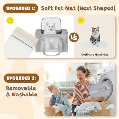 Large Cat Carrier Soft Up to 28 Lbs, Breathable Pet Bag with Steel Frame