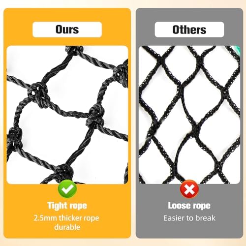 6x6ft Round Bale Hay Net for Horses - Large Size Thick & Durable, Black Nylon Net with 1.75 inch Holes - Square Slow Feed Hay Nets for Horses and Goats - Healthier Feeding Solution.