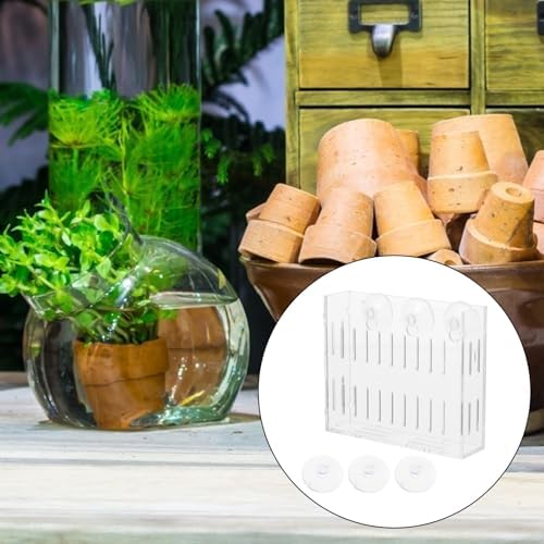 Mipcase Aquarium Plant Holder Aquatic Plant Cup with Suction Cups Aquarium Planter for Small Water Plants Fish Tank Landscape Rack Permeable Side Holes 3.93 X 3.34 X 1.96 in 2 Pack