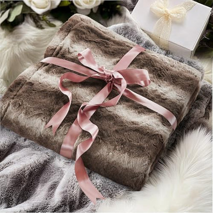 Madison Park Zuri Ultra Soft Faux Fur Twin Blanket Reversible, Brown