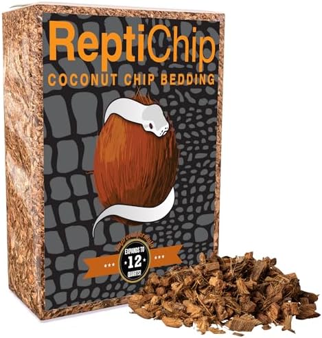 ReptiChip Reptile Bedding Loose Coconut Chip 12 Quart Coco Husk Substrate Mulch for Snake Habitat, Ball Python Terrarium, Turtle Tanks, Tortoise Enclosure