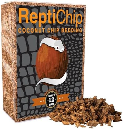 ReptiChip Reptile Bedding Loose Coconut Chip 12 Quart Coco Husk Substrate Mulch for Snake Habitat, Ball Python Terrarium, Turtle Tanks, Tortoise Enclosure