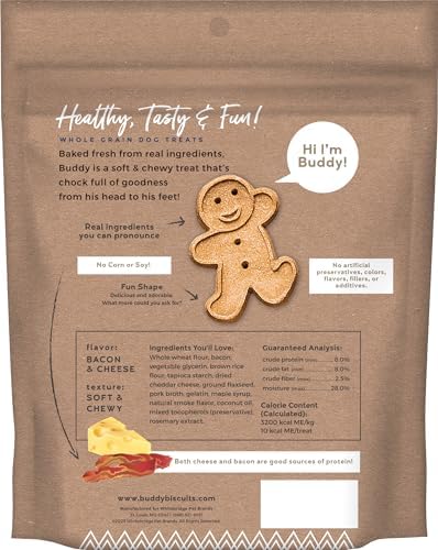Cloud Star Buddy Biscuit Softies Pouch, Soft & Chewy, Natural Bacon and Cheese Flavor Dog Treats, Oven Baked in the USA, 6 oz (Pack of 2)