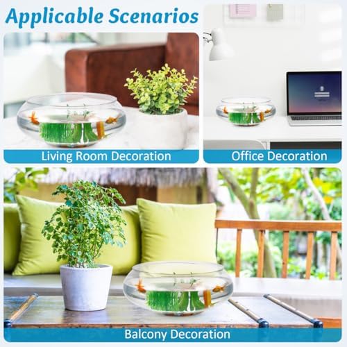 Toddmomy 9.5 Inch Transparent Plastic Fish Bowls Set of 2 Small Round Aquarium Tanks for Desktop Home Office Wedding Decor