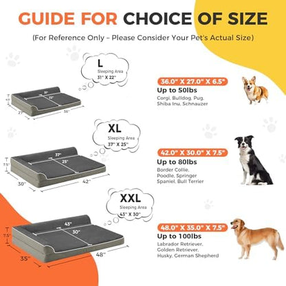 XXL Orthopedic Dog Bed, Extra Large Dogs, 48"x35", Olive Green