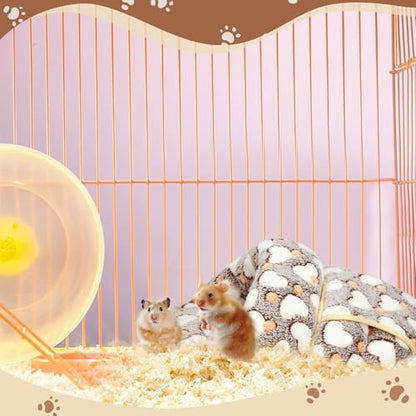 Wenqik 2 Pcs Guinea Pig Fleece Hideouts, Gray, Pink, Heart