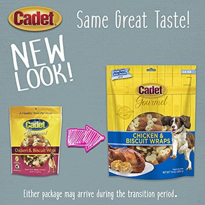 Cadet Gourmet Chicken Wrapped Biscuit Dog Treats,Training Treats for Small and Large Dogs,Inspected & Tested in USA,14 oz.,(Pack of 2)