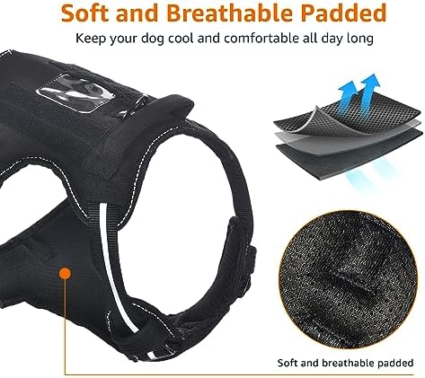 Amazon Basics No-Pull Dog Harness, Adjustable Front Clip, Escape Proof Tactical Vest, X-Large, Black