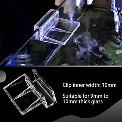 16 PCS 10mm Acrylic Aquarium Cover Clip, Clear Fish Tank Glass Cover Clip Support Holder Universal Lid Clips for Rimless Aquariums