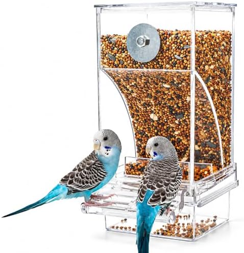Rypet No-Mess Automatic Bird Feeder, Parakeet Cage Accessories