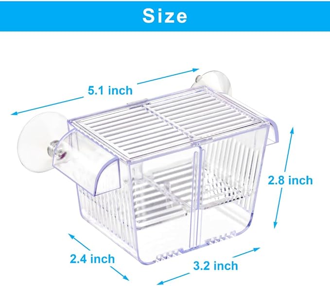 DaToo Fish Breeding Box Aquarium Holding Tank Transparent Fish Isolation Box Acclimation Hatchery Incubator Breeder for Betta Shrimp Clownfish Guppy Small