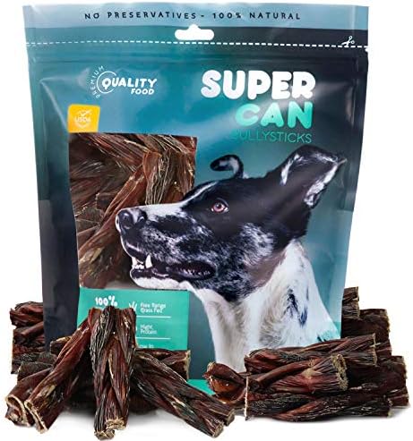 SUPERCAN BULLYSTICKS 6" Braided (10pc) Beef Bully Sticks for Small Medium Large Dogs - 100% Natural Dog Chews - Long Lasting Treats for Aggressive Chewers - Healthy Teeth - Free Range