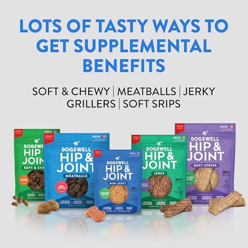 DOGSWELL Jerky Hip and Joint Dog Treats Grain Free Made in USA Only, Glucosamine and Chondroitin, 24 oz Chicken (Pack of 12)