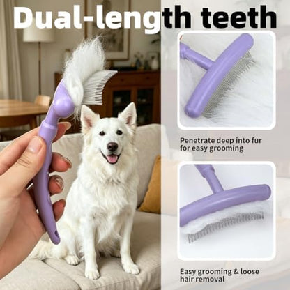 Stainless Steel Pet Dematting Deshedding Brush,Pet Grooming Tool(Blue)