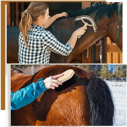 Abbylike 12 Pieces Horse Grooming Kit Equine Care Brushes, Black