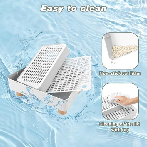 Adjustable Cat Ramp for Litter Box, 2-Step Litter Trapper, White