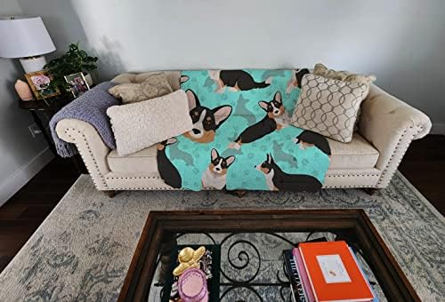 Caroline's Treasures MLM1026LQB Tricolor Cardigan Corgi Quilted Blanket 50x60 Artwork Pattern Quilted Throw Blanket for Bed, Couch, Sofa, Soft and Lightweight